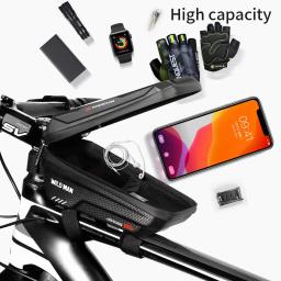 Homem selvagem impermeável bicicleta saco, tubo frontal superior, ciclismo saco, caixa do telefone, touchscreen, MTB Pack, acessórios de bicicleta, 6,6 ", novo - Image 4