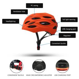 Capacetes de bicicleta inteligentes portáteis com luz ajustável brilhante capacetes de ciclismo leves e respiráveis ​​para passeios noturnos - Image 5