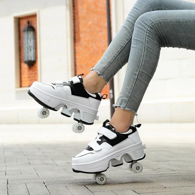 Sapatos Deform Roller Skate: Patins de 4 Rodas Estilosos para Mulheres, Ideais para Parkour e o Presente Perfeito para Jovens e Adultos
