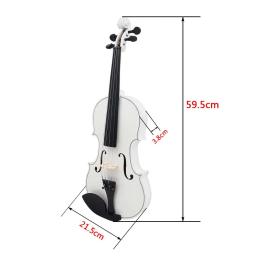 Instrumento de cordas acústicas, violino com estojo e acessórios de arco, adequado para iniciantes e profissionais, branco, 4 ou 4 - Image 3