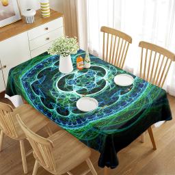 Toalha de mesa tribal mandala motivo tibetano com arte geométrica floral sala de jantar cozinha toalha de mesa retangular azul verde preto - Image 1