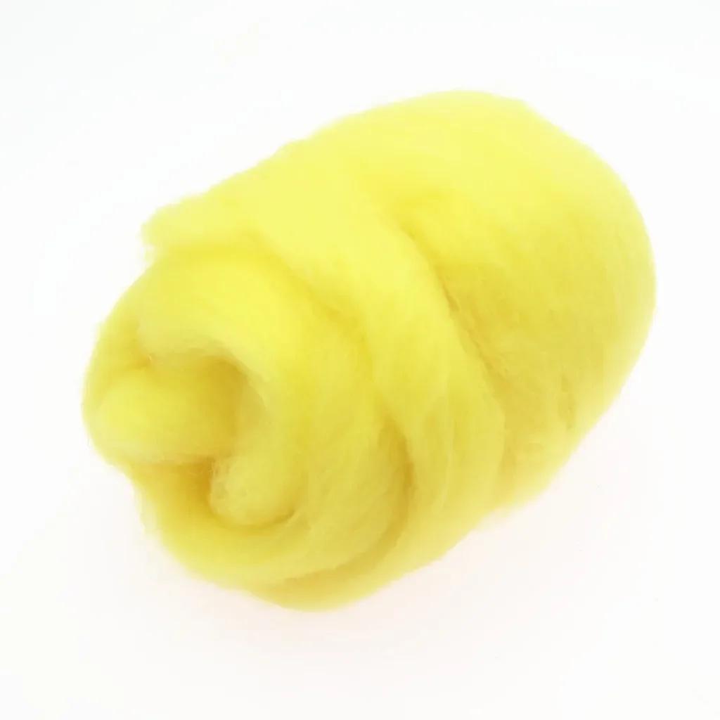 Fibra de lã para feltragem por agulha, feltragem úmida, fiação artesanal, materiais artesanais, série colorida amarela, 66S - Image 1