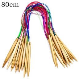 18 pçs/set agulhas de tricô circulares de bambu crochê costura tricô duplo cúspide ganchos tubo macio agulha artesanato ferramentas conjunto 40-120cm - Image 4