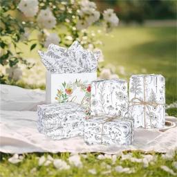 Folhas de papel de tecido folhas verdes Impresso botânico, Papel de embrulho para presentes Festival de aniversário, 14x20 - Image 3