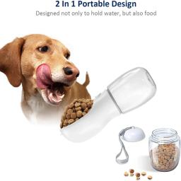 Dispensador de garrafa de água para cachorro, dispensador de animais de estimação com recipiente de comida removível, trava à prova de vazamento para viagens e caminhadas - Image 4