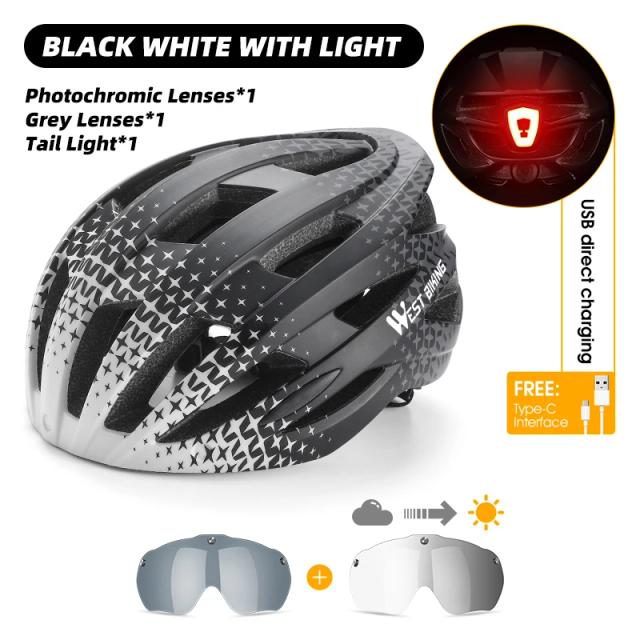 Óculos Magnéticos e Capacete Ultraleve com Luz Traseira para Ciclismo - Segurança e Estilo para Homens e Mulheres
