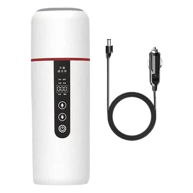 Copo de aquecimento portátil para carro, 500 ml, chaleira de aquecimento para viagem, display de isolamento oled inoxidável, copo de aquecimento elétrico inteligente, 12v 24v
