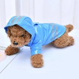 Impermeável reflexivo PU para pet, casaco impermeável para cachorro e gato, roupas com capuz, primavera e verão - Image 1