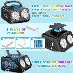 Máquina automática de bolhas para crianças, Bubble Maker portátil, 2 ventiladores, 50000 + bolhas por minuto, atualização - Image 2