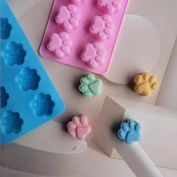 Dog Paw Silicone Candy Mold Cat Paw Chocolate Cubo de gelo Pode assar biscoitos de biscoito de cachorro Moldes Bandeja de cozimento de silício 10 cavidades - Image 2