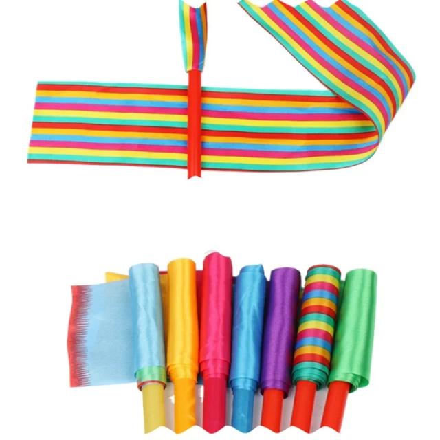 Bastão Giratório para Treinamento de Ginástica com Fitas Coloridas para Dança Rítmica, Ballet e Jogos Ao Ar Livre - Disponível em 2m, 4m e 6m
