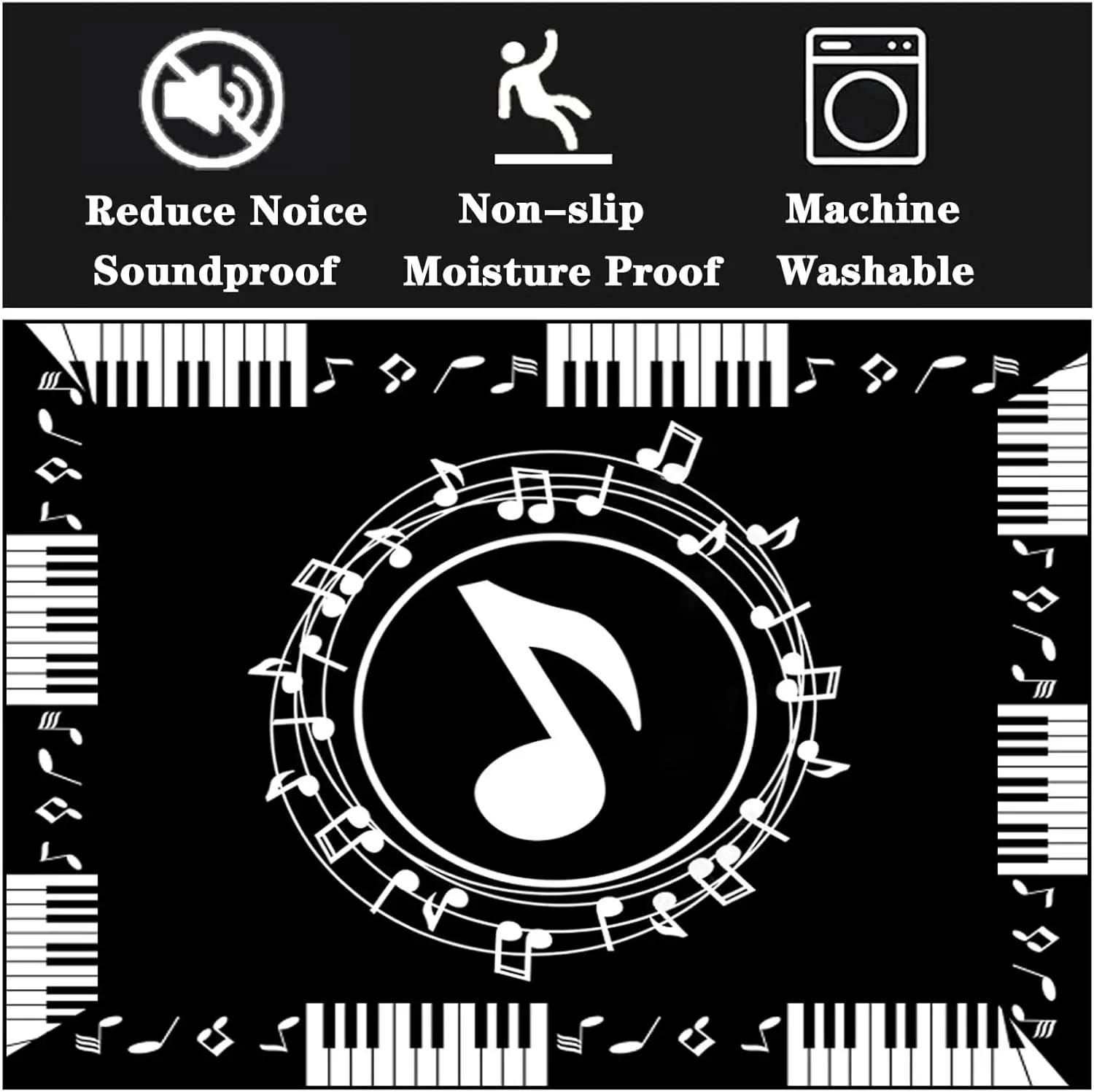 Tapete de notas musicais e teclas de piano, tapete com tema musical preto e branco, tapete antiderrapante para sala de estar, decoração de estúdio de música - Image 1