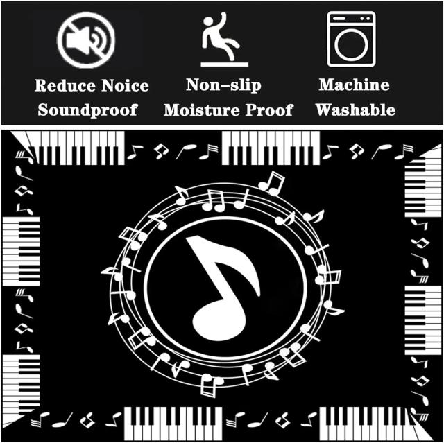 Tapete Musical Preto e Branco Notas de Piano 50x80cm