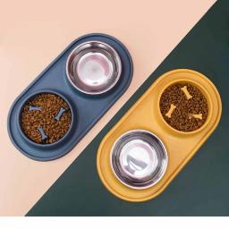 Tigela de alimentação para animais de estimação, tigela de aço inoxidável, base de silicone, anti-luta, tigela de comida lenta para cães e gatos, para evitar asfixia de animais de estimação - Image 2