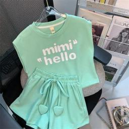 Camiseta e shorts de manga curta feminina conjunto de treino, roupas esportivas infantis, roupas de verão, terno, roupas de adolescentes - Image 1