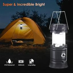 Portátil led lanterna de acampamento leve à prova dwaterproof água solar usb recarregável lanterna led kits sobrevivência para interior ao ar livre - Image 4
