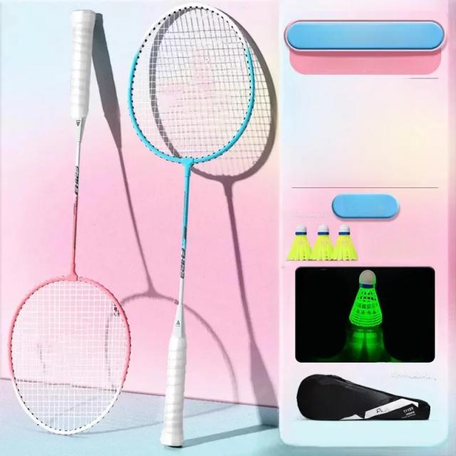 Raquete de Badminton Profissional em Fibra de Carbono Ultra-leve 95-100g