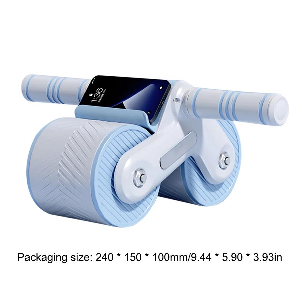 Exercício de roda abdominal para treinamento de musculação, design de roda dupla, roda abdominal Fitness, rebote automático, antiderrapante - Image 1