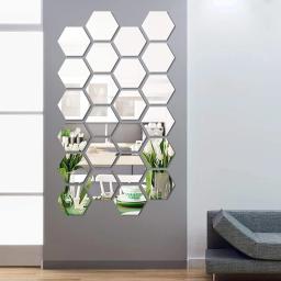 Adesivos de parede com espelho estilo nórdico, espelho hexagonal 3D, decalque removível, mural para bricolage, casa, sala de estar, acrílico - Image 1
