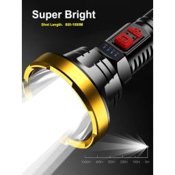 Lanterna led ao ar livre 100000lm recarregável à prova dwaterproof água de alta potência 1000m longo alcance acampamento luz tocha - Image 2