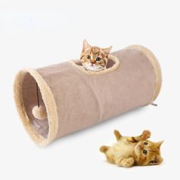 Canal de pelúcia dobrável para gato pet, camurça dobrável, brinquedo educativo, inverno quente, brinquedos interativos, suprimentos para gatos - Image 1