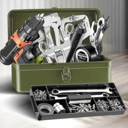 Profissional portátil Metal Tool Storage Box, Multi funcional grande caso impermeável, acessórios eletricista - Image 2