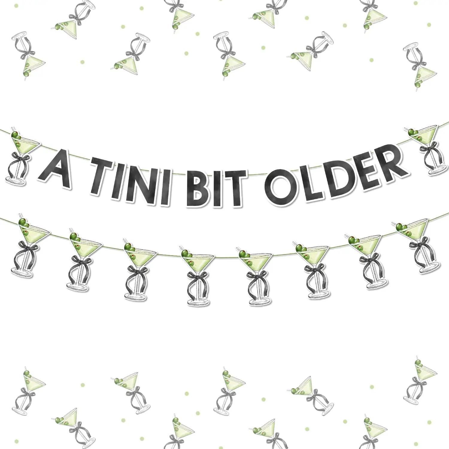 Fangleland-Martini Decorações de festa de aniversário para mulheres, banner um pouco mais velho, decoração na moda, preto e verde - Image 1