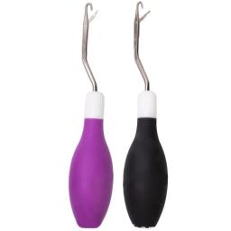 Agulha crochê com gancho travamento dobrado, ferramenta tricô, gancho crochê ergonômico para fazer tapetes - Image 1