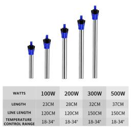 Aquecedor submersível de aquário Tanque de tartaruga de aço inoxidável Aquecedor de água segura impermeável para coral 50-500W - Image 6