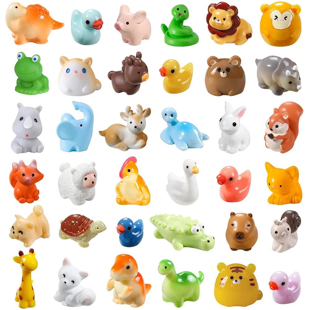 Mini Resina Figuras Animais, Miniatura Minúsculo, Pequenas Figuras Animais, Micro Jardim De Fadas, Acessórios de Paisagem, 36 Estilos, 36 Unidades - Image 1