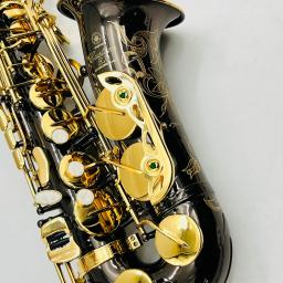 Saxofone Alto banhado a níquel com chaves douradas, sopro profissional, decoração lindamente esculpida, Eb Tune, preto, YAS-875EX - Image 4