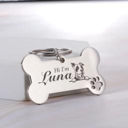 Cor personalizada osso pingente para coleira de cão, pingente para cão, medalha com gravura nome, número personalizado, gatinho, cachorro acessórios - Image 1