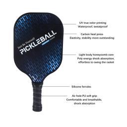 Lightweight Pickleball Paddles Set, Raquetes De Fibra De Carbono, 2 Bolas E Saco De Transporte, Elegante - Image 2