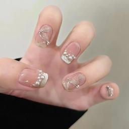 Unhas falsas acrílicas artesanais, olhos de gato, pressione as unhas, balé curto, padrão de borboleta, unhas quadradas de cobertura completa, 10pcs - Image 3