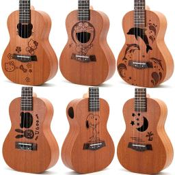Venda quente 21 "ukulele soprano mini gitar mogno ukelele 4 cordas de náilon hawaiian guitarra pequena 28 tipos padrões - Image 1