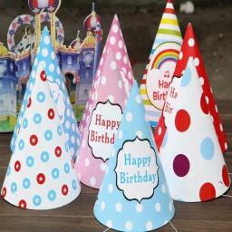 10 pçs bebê criança arco-íris festa de aniversário chapéu chlid coroa decoração boné de papel padrão dos desenhos animados festival colorido chapéu de aniversário - Image 5