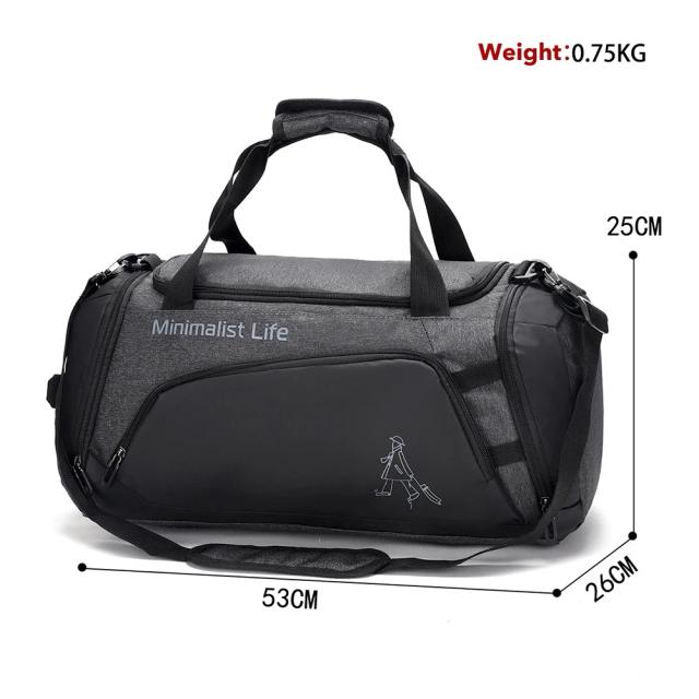 Saco de Fitness Impermeável em Nylon para Viagens e Acampamentos, Grande Capacidade e Estilo Unissex