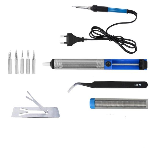 Conjunto de Ferramentas Elétricas para Solda Cautin 60W com Lápis de Cor para Pirografia e Ferro Ajustável