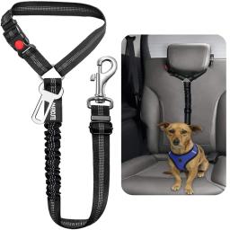 Cinto de segurança do banco traseiro ajustável para pet, arnês para cães dois em um, trela para gatinhos e cães, coleira, acessórios, sólido, novo - Image 1