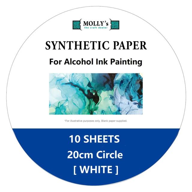 Papel Sintético Liso Yupo-Álcool para Pintura e Desenho em Círculo Branco - 20cm para Artesanato DIY