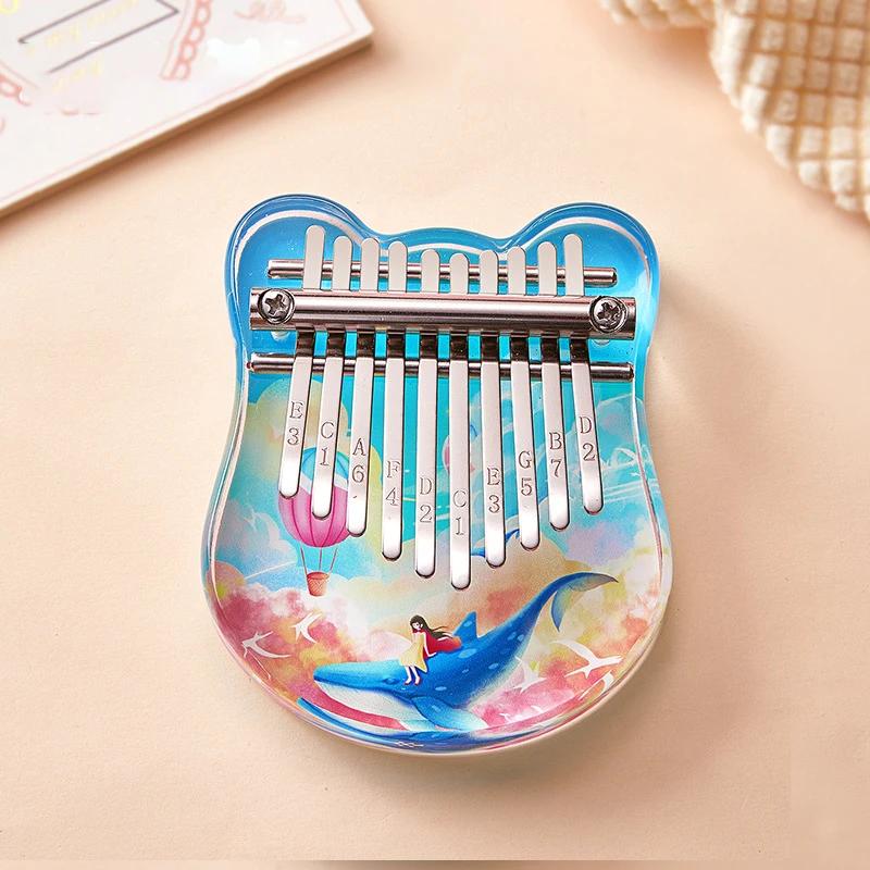 Mini Kalimba Polegar Piano com Cristais, Dedo Acrílico Piano, Instrumento de Teclado Iniciante, Música Amante Presentes, 10 Chaves - Image 1