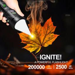Lanterna led super poderosa, pode acelerar folhas, chama, tocha tática, à prova d'água, recarregável, lâmpada de trabalho ao ar livre, acampamento - Image 4
