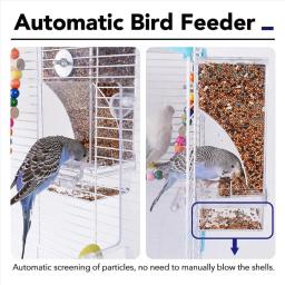 Recipiente De Alimento De Papagaio Automático, Sem Alimentadores De Pássaros, Alimentador Anti Derramamento para Pássaro De Gaiola, Dispensador De Água Incluído - Image 2