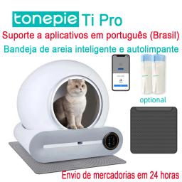 Tonepie 65L caixa de areia inteligente automática autolimpante totalmente fechada caixa de areia para animais de estimação bandeja de areia Inglês app suporte Português - Image 1