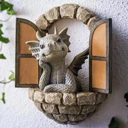 Resina Artesanato Estátua para Decoração Home, Dinossauro Porta Aberta, Decorações De Jardim, Bonito Na Varanda - Image 2