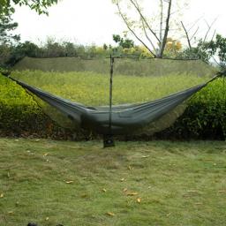 2 pessoa acampamento jardim hammock com mosquiteiro móveis ao ar livre cama resistência parachute tecido sono balanço portátil pendurado - Image 3