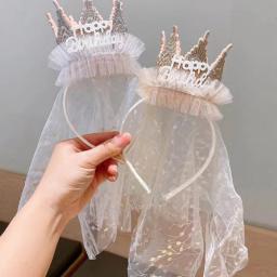Novo chapéu de aniversário 1 2 3 chapéus de festa de chá de bebê para meninas coroa bandana com renda crianças feliz aniversário decoração suprimentos - Image 4