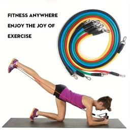 Conjunto de faixas de resistência elástica para o exercício, 11pcs, equipamentos de fitness portátil, tornozelo cinta, expansor peito - Image 3