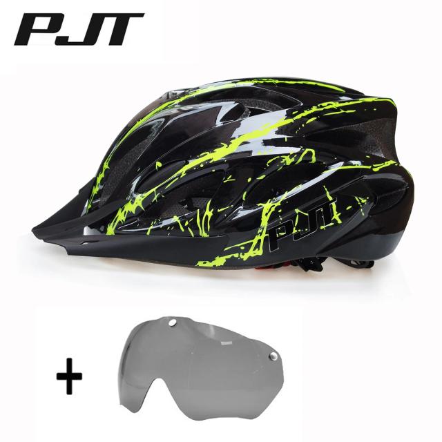 Capacete de Bicicleta Adulto com Viseira Solar e Lente - Leve, Respirável e Colorido para Ciclismo 57-62cm
