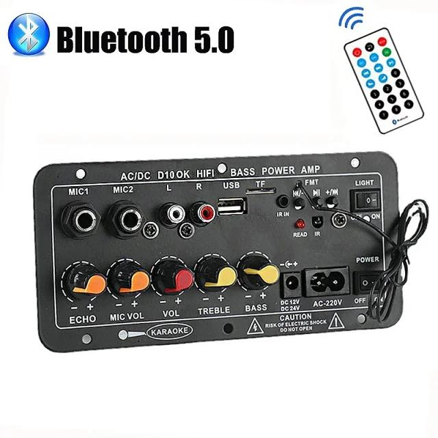 Amplificador de Áudio para Alto-Falantes e Subwoofers com Conectividade Aux e TF Card, Potência de 30-120W, Compatível com 12V, 24V, 110V e 220V